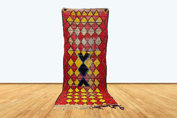 8.5X3.2 フィートのヴィンテージ ボヘミアン モロッコ ダイヤモンド