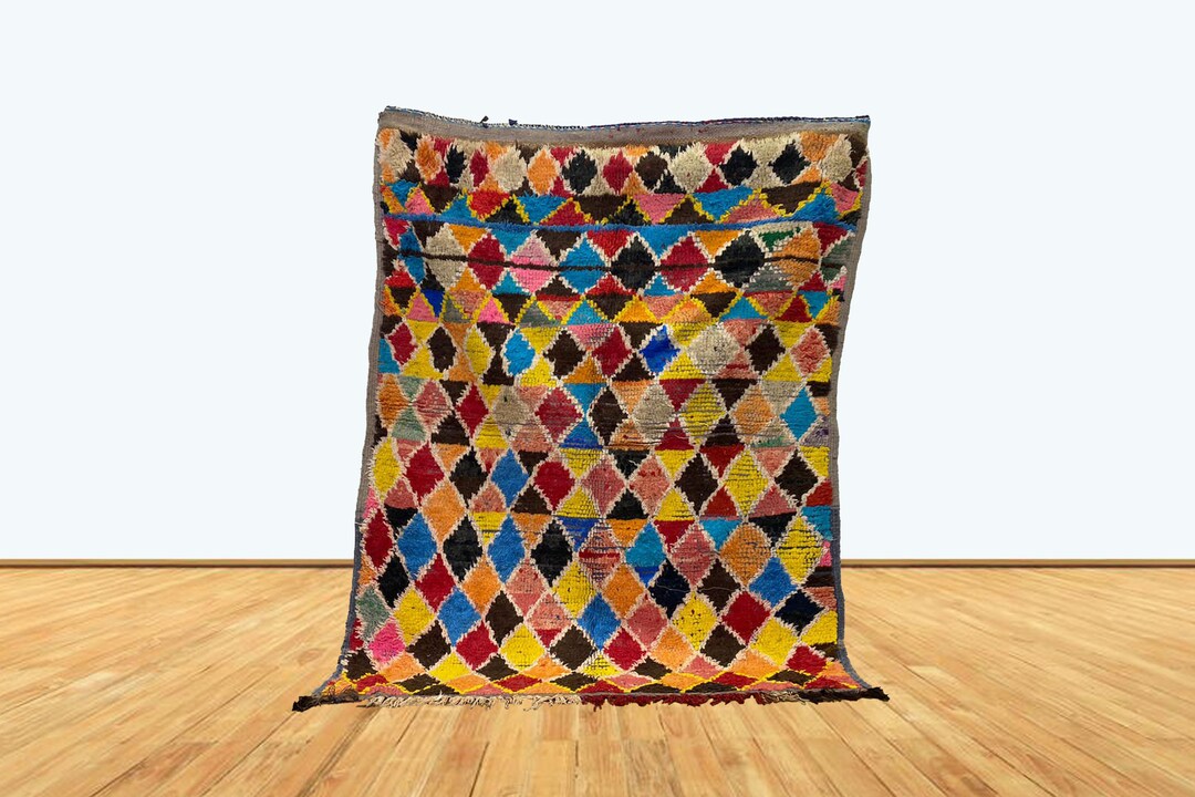 6x5 Feet Berber Colorful Diamond Moroccan Rug. - Etsy