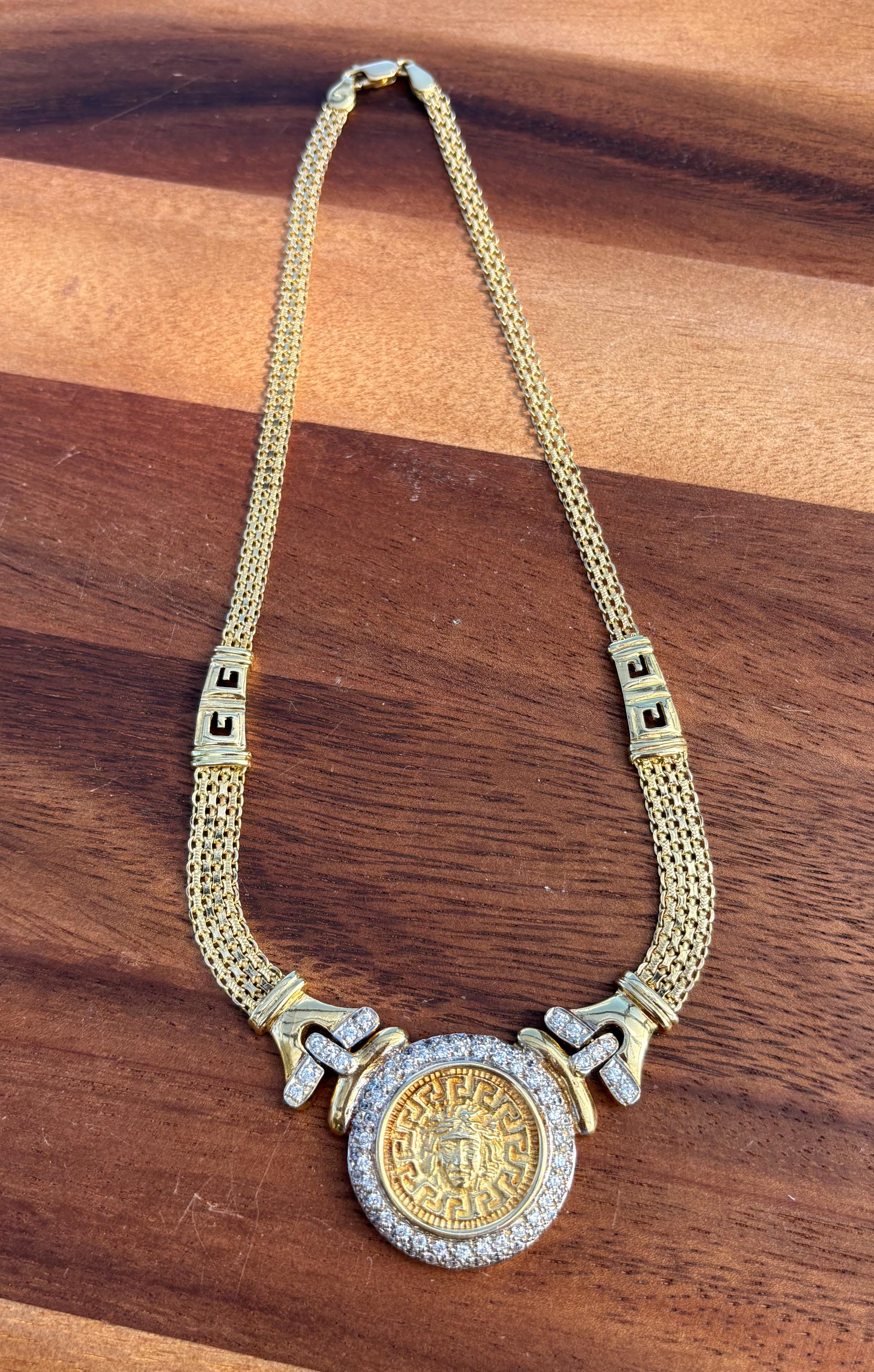 18ct Yellow Solid Gold Gorgon Necklace (NECKLACE ONLY)