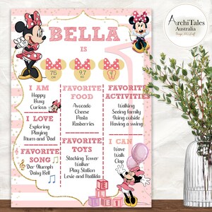 Minnie Mouse Milestone Poster Board | First Birthday | Keepsake | Pink | Digital Download
