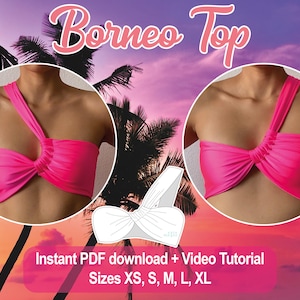 DIY One Shoulder Scrunch Bikini Top | Adjustable Seamless | Borneo Top | Digital PDF Sewing Pattern by Sixte Designs