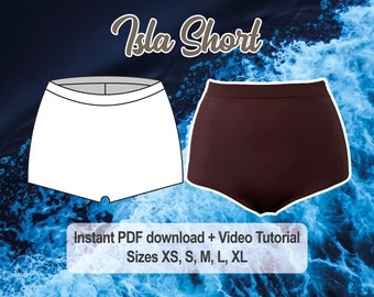 DIY No Front Seam Swim Shorts PDF Sewing Pattern | Minimalist Booty Shorts | Pole Sport Fitness Yoga | Swimwear Bottoms by Sixte Designs