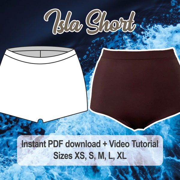 DIY No Front Seam Swim Shorts PDF Sewing Pattern | Minimalist Booty Shorts | Pole Sport Fitness Yoga | Swimwear Bottoms by Sixte Designs