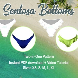 DIY Flounce Ruffle Bikini Bottom | Two-in-One PDF pattern | Classic Seamless Reversible Cheeky | French Knickers Swim | SixteDesigns