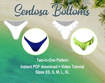 DIY Flounce Ruffle Bikini Bottom | Two-in-One PDF pattern | Classic Seamless Reversible Cheeky | French Knickers Swim | SixteDesigns