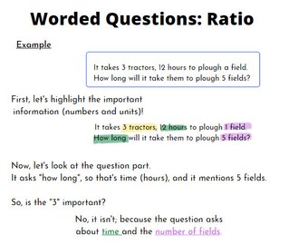 Maths Resource | Worded Questions Example - Ratio | For teaching and learning | Revision