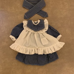 Vintage American Girl Samantha Parkington Play Dress and Pinafore Ribbon Blue Dress Pleasant Company Used Cute 1993