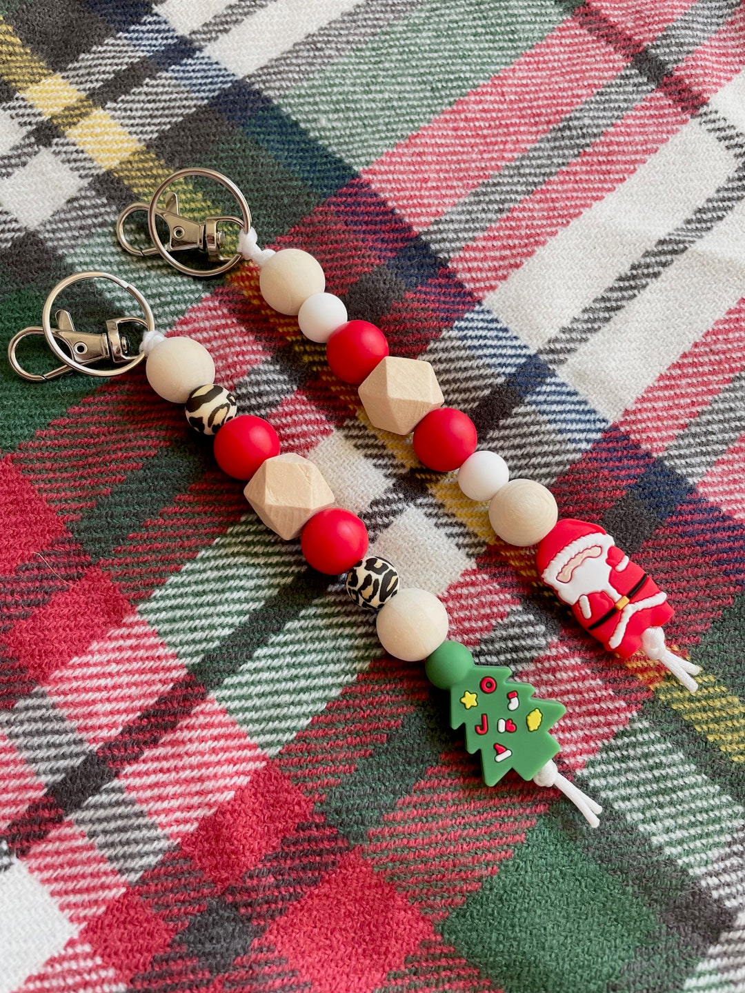 Christmas Keychain, Santa Keychain, Christmas Tree Keychain - Etsy