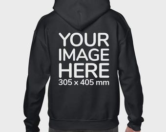 Personalized Back Print Hoodie – Custom Logo or Text, Unisex Sweatshirt