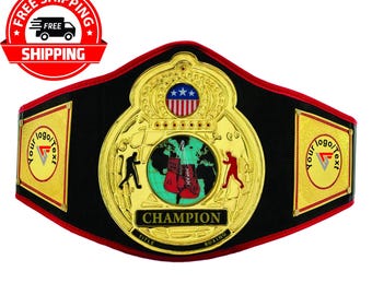 Custom Boxing Champion Title Belt – World Championship Style Gold Award, Engraved