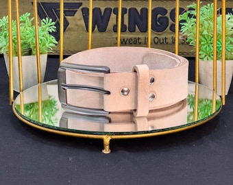 Natural Veg Tan Leather Belt - Handmade Full Grain Accessory