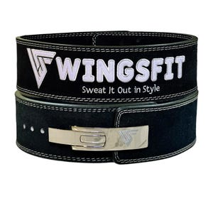 WingsFit Power Weightlifting Suede Leather Lever Belt - 4 Wide Heavy Duty 10mm Thick Squats Belt - Deadlifting Belt - Anime Lever Belt