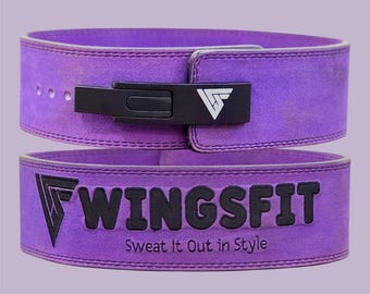 10 mm Leather Lever Belt – Deadlift & Powerlifting Support, Heavy-Duty Gym Belt - Purple