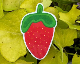 Strawberry Sticker Glossy Water Resistant Stickers Fruit Stickers Kawaii Sticker Shop