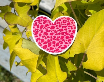 Heart Sticker Glossy Water Resistant Stickers Cheetah Print Sticker for Journaling, Laptop Stickers