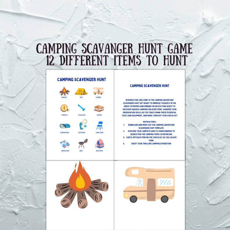 Camping Scavenger Hunt Kids Treasure Hunt Camping Checklist Etsy