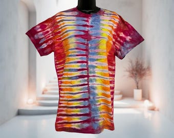 Rainbowcore Tie Dye Shirt, Cool Short Sleeve Tie Dye Top, Trippy Shirt