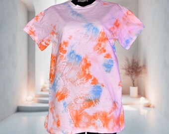 Beachy Tie Dye Shirt, Cool Short Sleeve Tie Dye Top, Trippy Shirt