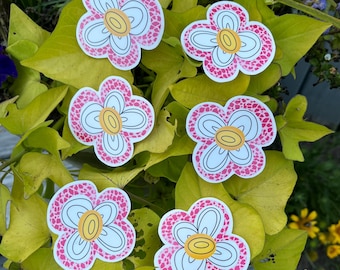 Cheetah Print Stickers, Floral Sticker Glossy Water-Resistant Flower Sticker for Laptop or Water Bottle, Journaling, Scrapbooking