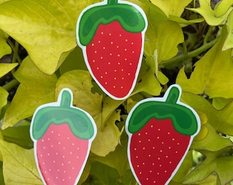 Strawberry Sticker Glossy Water-Resistant Stickers, Kawaii Fruit Sticker for Laptop, Journal, or Scrapbooking, Bumper Stickers