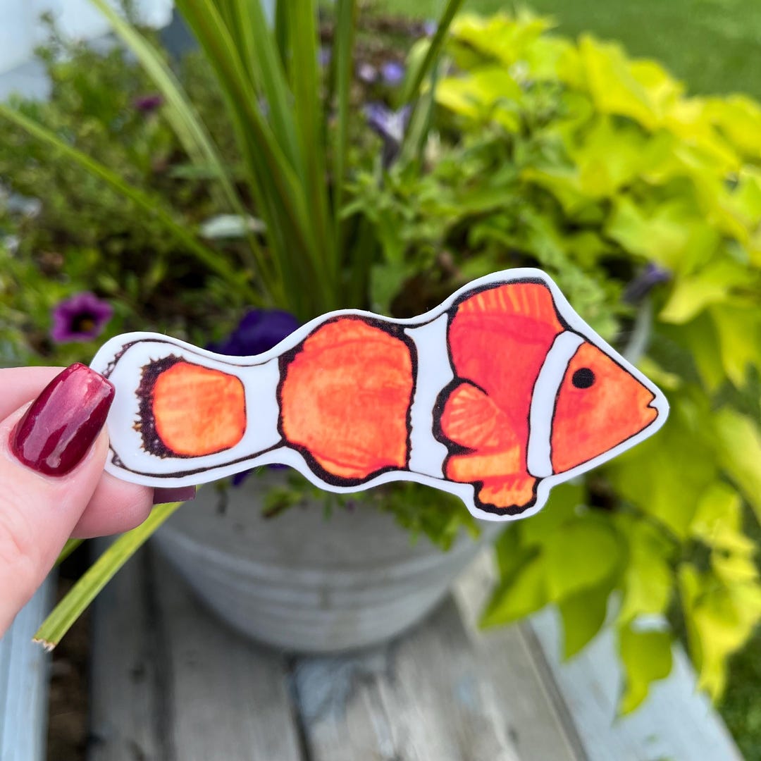 Clown Fish Sticker Glossy Water Resistant Stickers Ocean Life ...