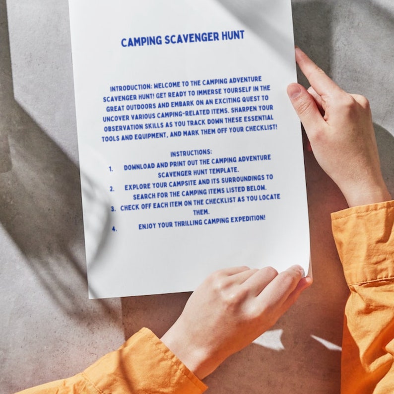 Camping Scavenger Hunt Kids Treasure Hunt Camping Checklist Etsy