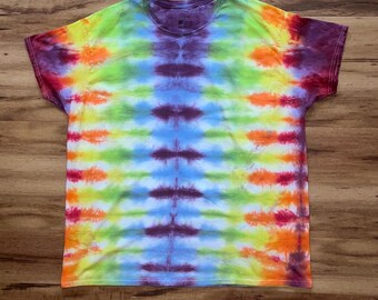 Plus Size Tie Dye T-Shirt 100% Cotton 3XL Handmade Dyed Shirt Rainbowcore Top Selling items Popular Right Now