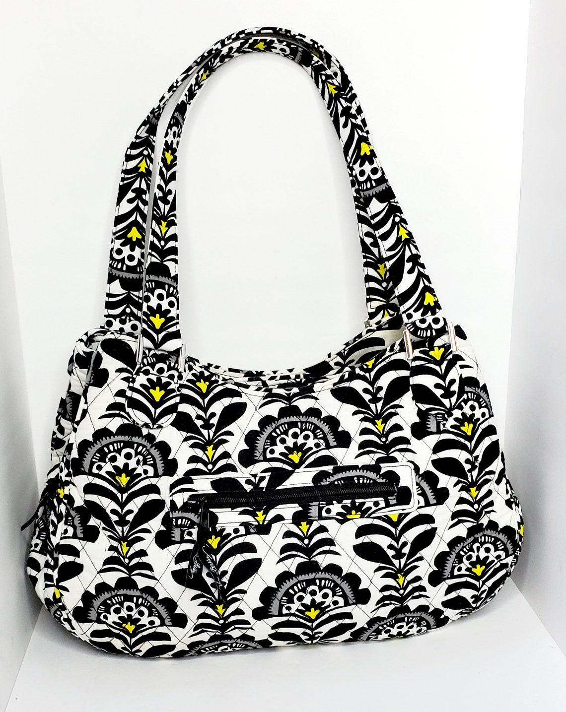 Vintage Vera Bradley Black And White Floral Print Quilted Etsy