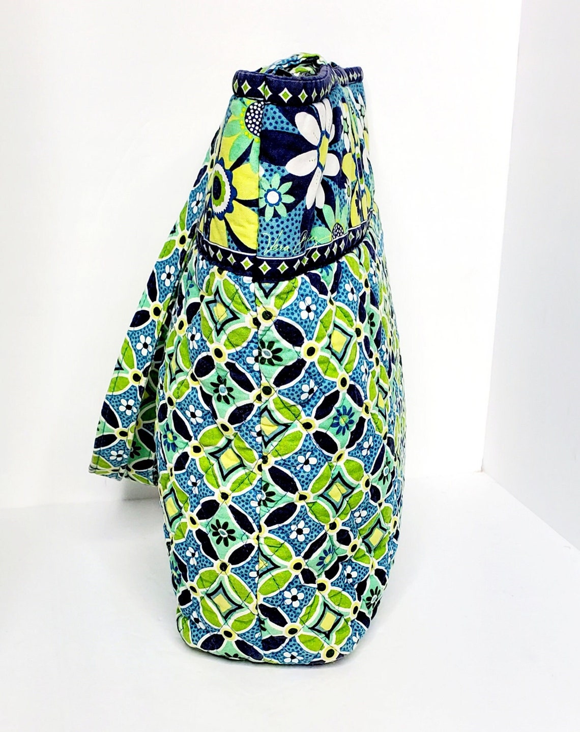 Authentic Vintage Vera Bradley Cotton Green Floral Print Tote Etsy