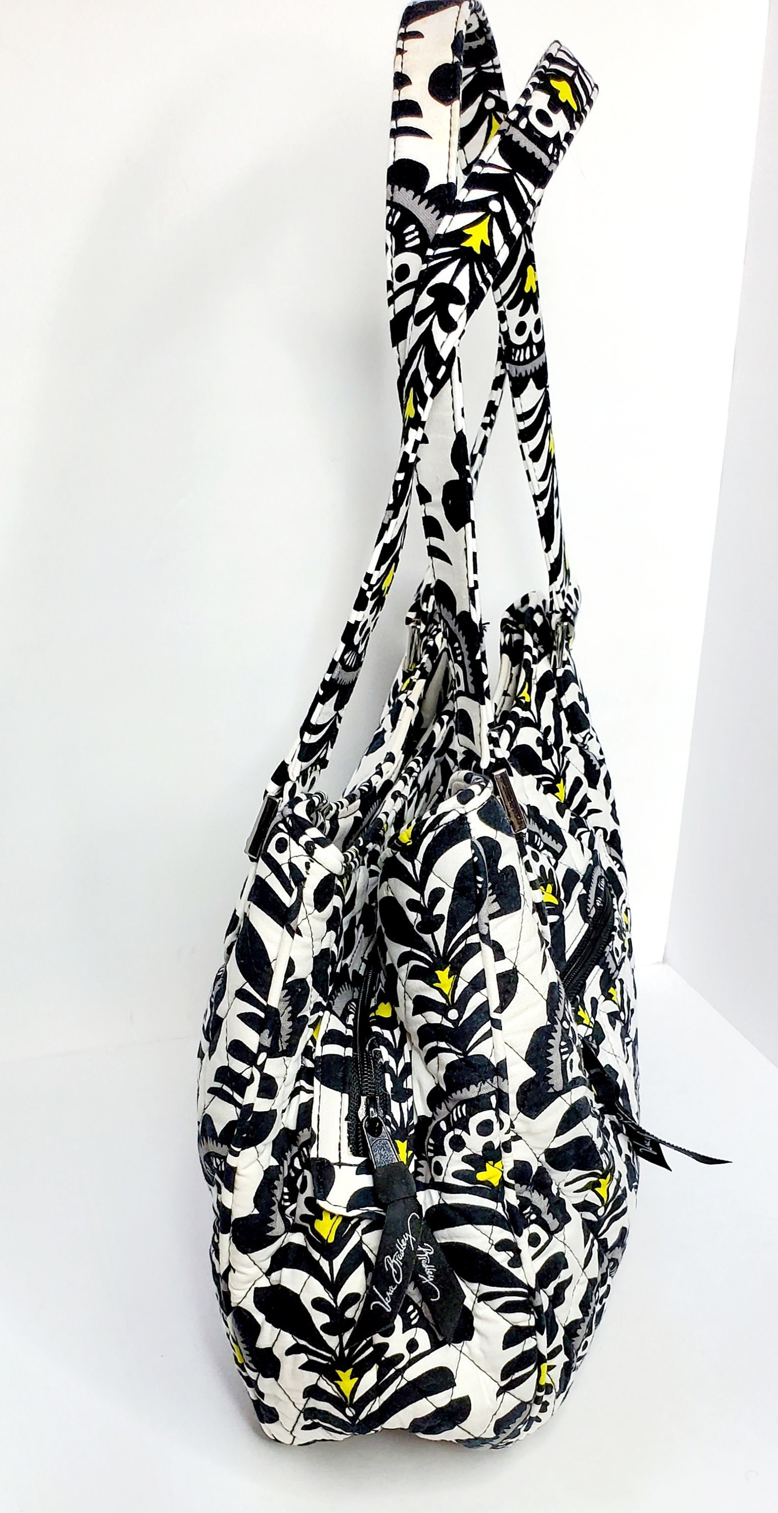 Vintage Vera Bradley Black And White Floral Print Quilted Etsy