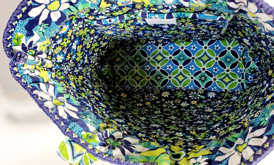 Authentic Vintage Vera Bradley Cotton Green Floral Print Tote Etsy