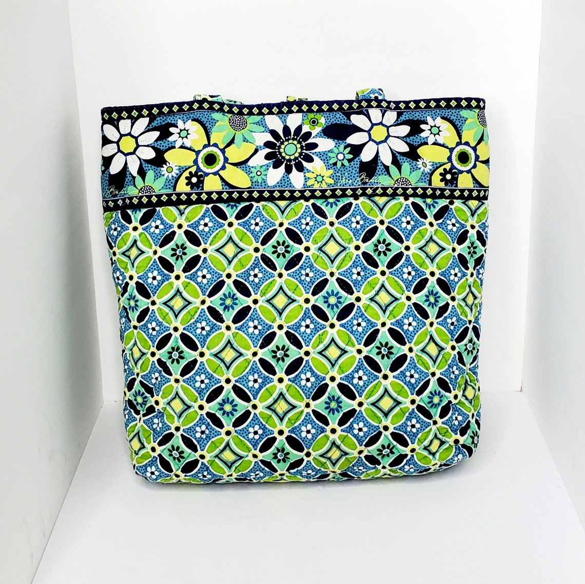 Authentic Vintage Vera Bradley Cotton Green Floral Print Tote Etsy