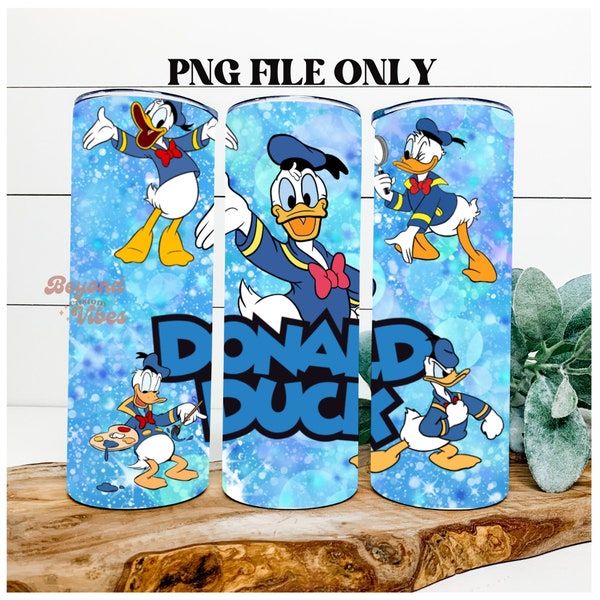 Donald Duck, Tumbler Wrap PNG, Mickey and Friends Inspired Tumblers, Daisy Duck Tumbler Design, 20 oz skinny straight sublimation