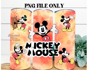 Classic Mickey Mouse Tumbler Wrap PNG, Mickey and Friends Inspired Tumblers, Mickey Cartoons characters, 20z skinny tumbler Sublimation