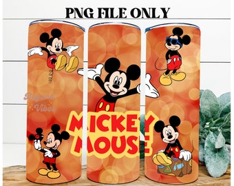 Mickey Mouse Tumbler Wrap PNG, Mickey and Friends Inspired Tumblers, Mickey Cartoons characters, 20z skinny tumbler Sublimation
