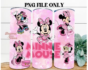 Envoltura para vaso de Minnie Mouse PNG, vasos inspirados en Mickey y sus amigos, diseño PNG de envoltura completa para vaso de Minnie Mouse de 20 oz