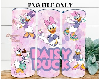Daisy Duck, Tumbler Wrap PNG, Mickey and Friends Inspired Tumblers, Daisy Duck Tumbler Design, 20 oz skinny straight sublimation