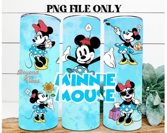 Vaso clásico de Minnie Mouse PNG, vasos inspirados en Mickey y sus amigos, vaso de Minnie Mouse de 20 oz con diseño PNG de envoltura completa