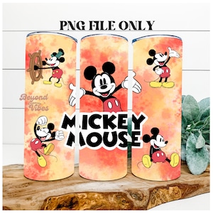 Classic Mickey Mouse Tumbler Wrap PNG, Mickey and Friends Inspired Tumblers, Mickey Cartoons characters, 20z skinny tumbler Sublimation