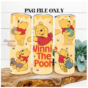 Winnie the Pooh Tumbler Wrap PNG, Pooh Bear Tumbler, Pooh Tumbler, dünner gerader Tumbler, Mickey und Freunde inspiriert 20 Oz,