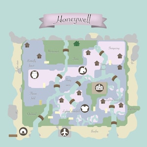 Individuell angefertigtes Animal Crossing Island Kartendesign