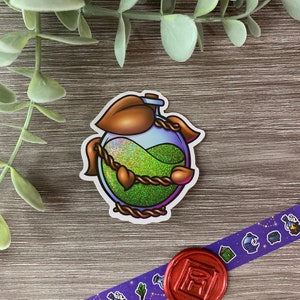 Potion of Horticulture Sticker Die Cut Vinyl Glitter Sticker | Waterproof Weatherproof Dishwasher Safe | dnd roleplay goblincore cottagecore
