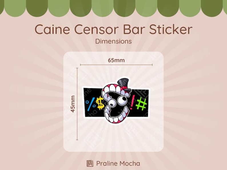 Sticker Beta Censor The Digital Circus Caine Censor Bar Sticker | Waterproof Vinyl Decal - Etsy