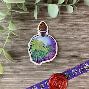 Potion of Séance Sticker Die Cut Vinyl Glitter Sticker | Waterproof, Weatherproof, Dishwasher Safe | dnd roleplay goblincore cottagecore