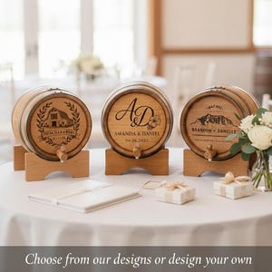 Personalized Oak Wine Barrel Card Holder, Rustic Wedding Decor image 6