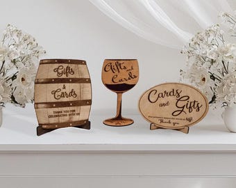 Cards and Gifts Wedding Sign: Wood Reception Decor