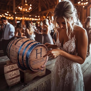 Rustic wedding box, Wooden Card Box, Wine Barrel Card Holder, Whiskey Barrel Card Box, Personalized Wedding Card Barrel, Barn Wedding Decor