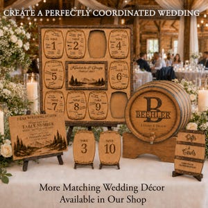 Personalized Oak Wine Barrel Card Holder, Rustic Wedding Decor image 3
