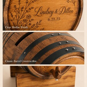 Personalized Oak Wine Barrel Card Holder, Rustic Wedding Decor image 7