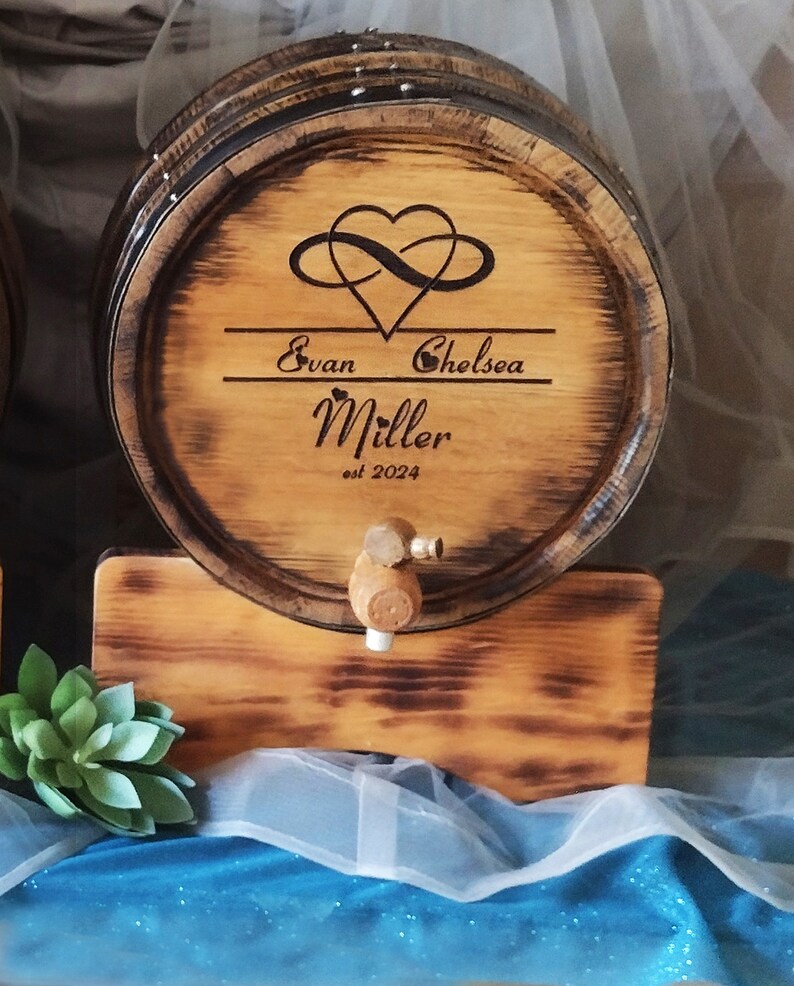 Rustic Wedding Decor, Whiskey Barrel Event Card Box, Wine Barrel Gift Card Holder, 20L Personalized Reception Card Barrel, Burnt